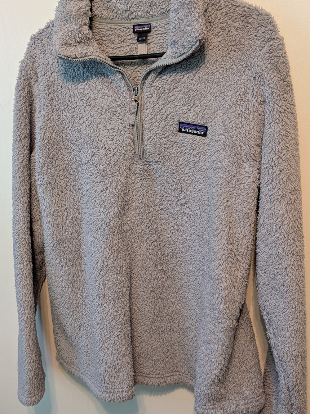 Patagonia Plush Quarter-Zip Fleece Pullover - Light Gray Women's Lg Large